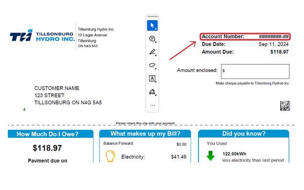 Where to find your THI account number